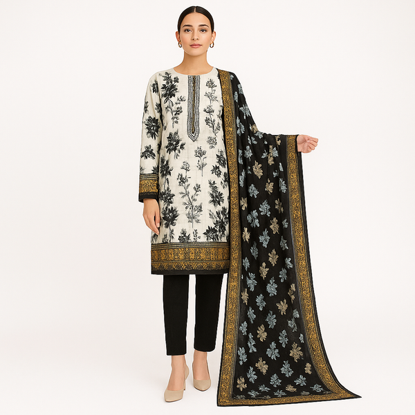 Lawn 3 Piece Suit - Unstitched Lawn Fabric digital printed